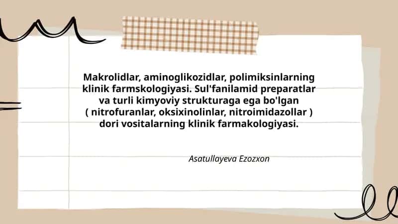 Makrolidlar, aminoglikozidlar, polimiksinlarning klinik farmskologiyasi 1