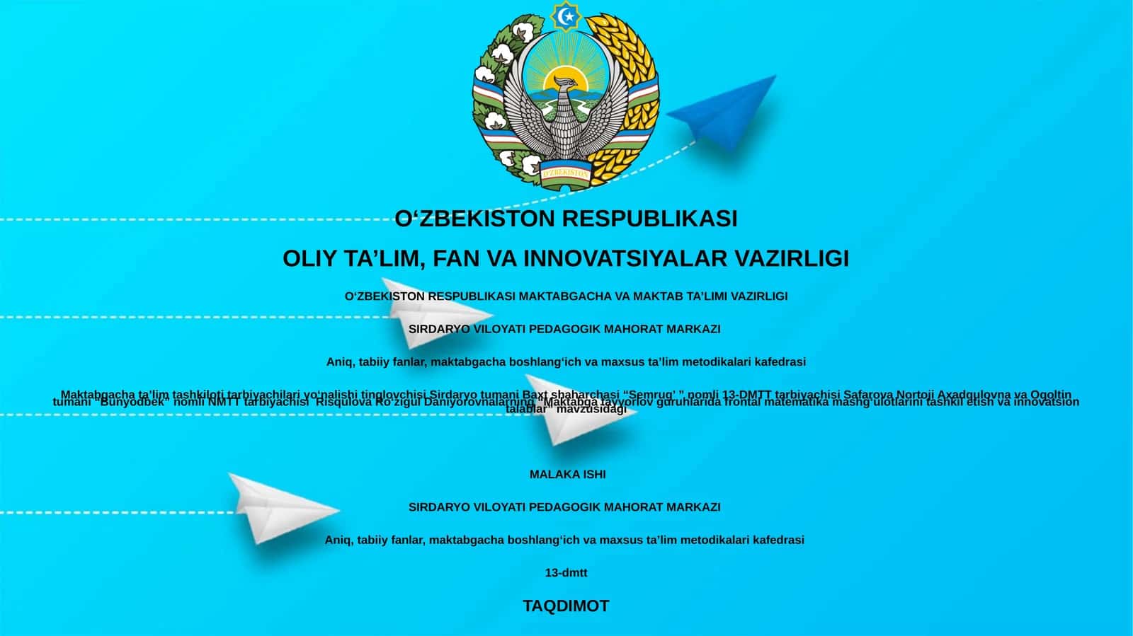Maktabga tayyorlov guruhlarida frontal matematika mashg‘ulotlarini tashkil etish va innovatsion talablar 1