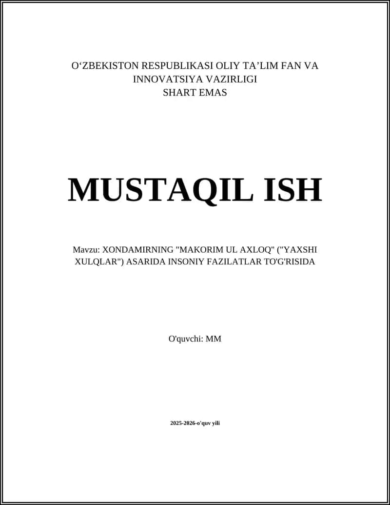 Xondamirning "Makarim ul-Axloq" 1