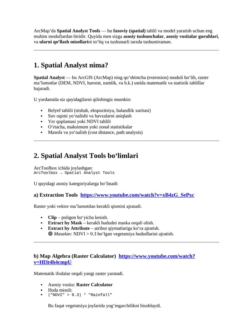 ArcMap’da Spatial Analyst Tools 1
