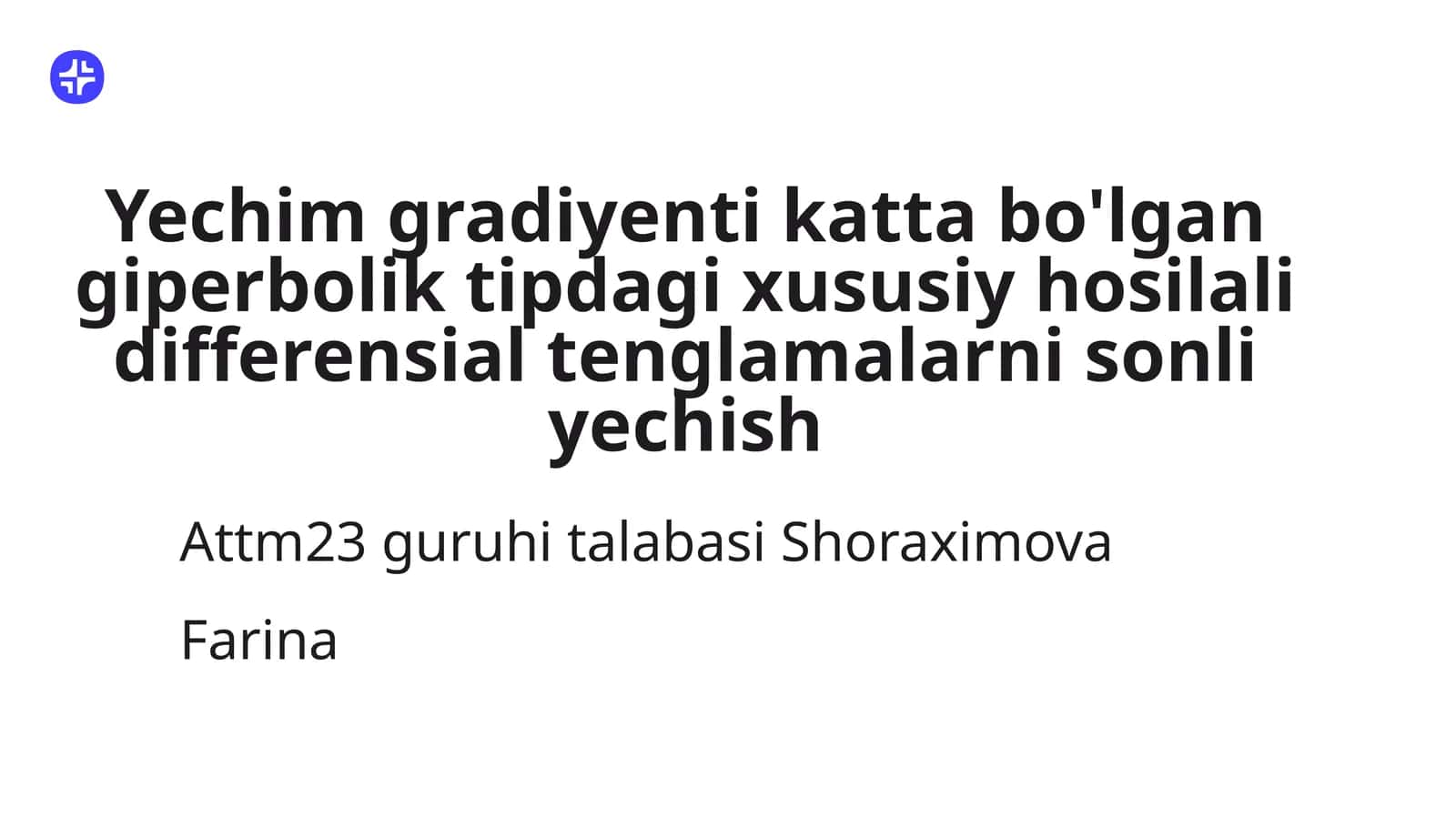 Yechim gradiyenti katta bo'lgan giperbolik tipdagi xususiy hosilali differensial tenglamalarni sonli yechish 1