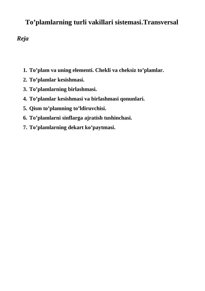 To’plam va uning elementi 1