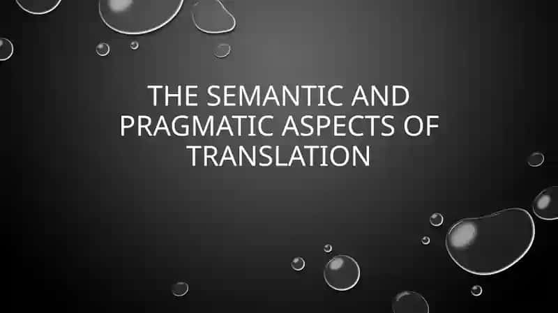 The semantic and pragmatic aspects of translation
