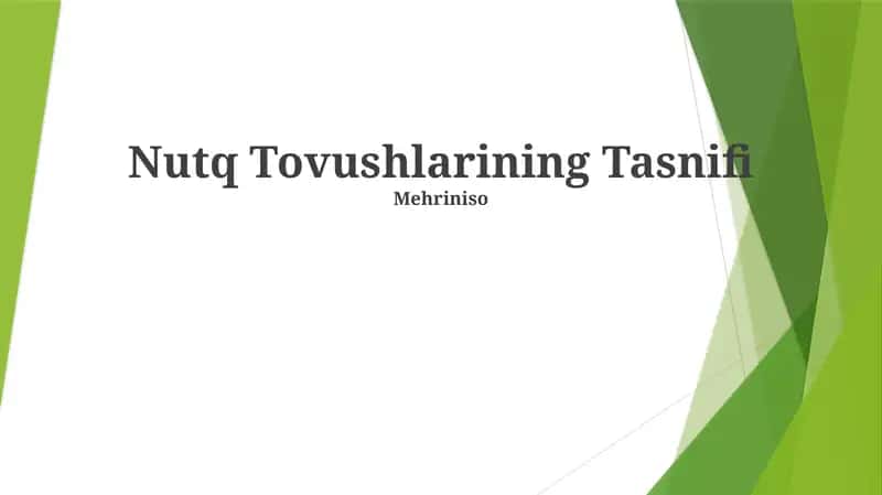 Nutq Tovushlarining Tasnifi 1