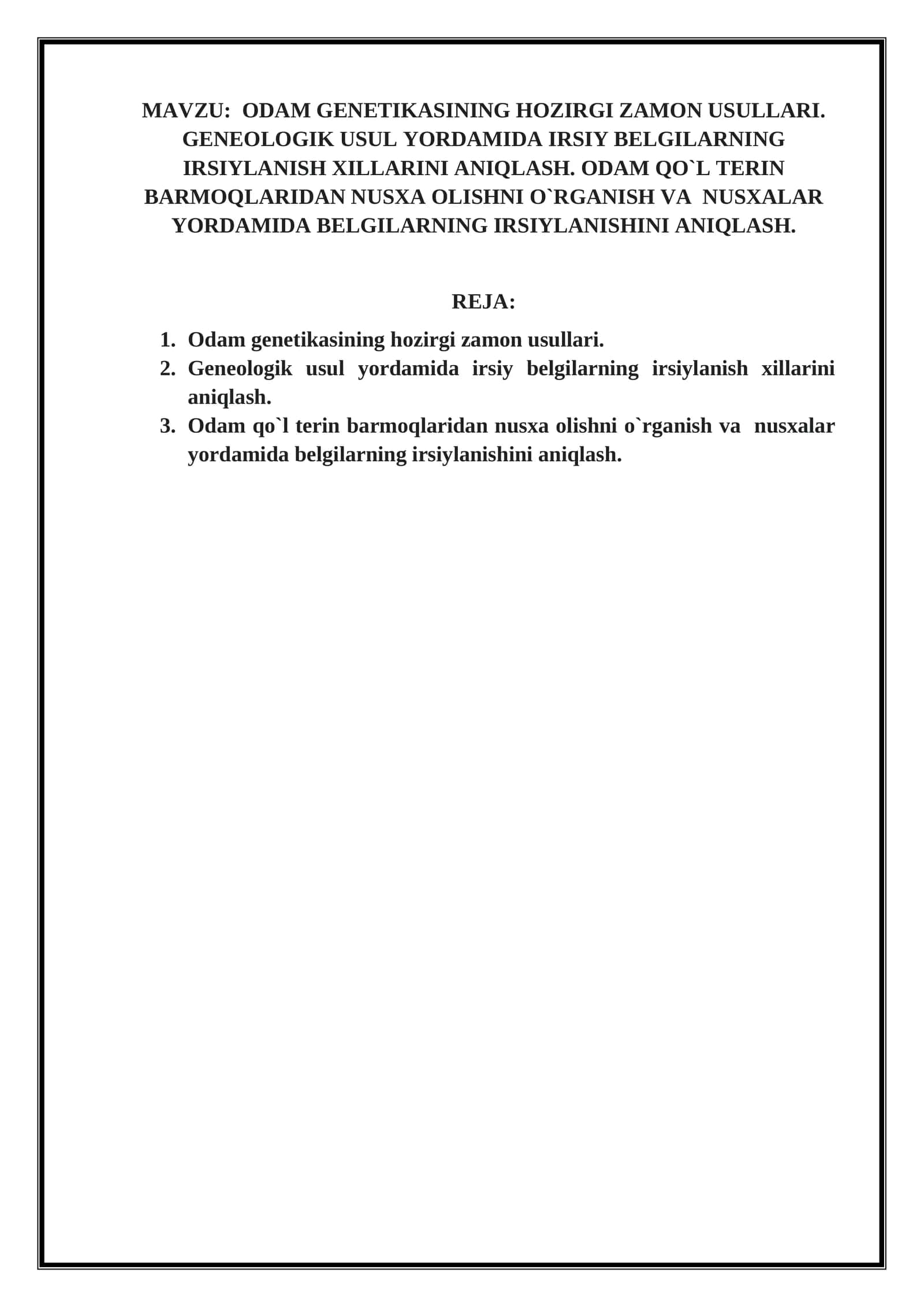 Odam Genetikasining Hozirgi Zamon Usullari 1