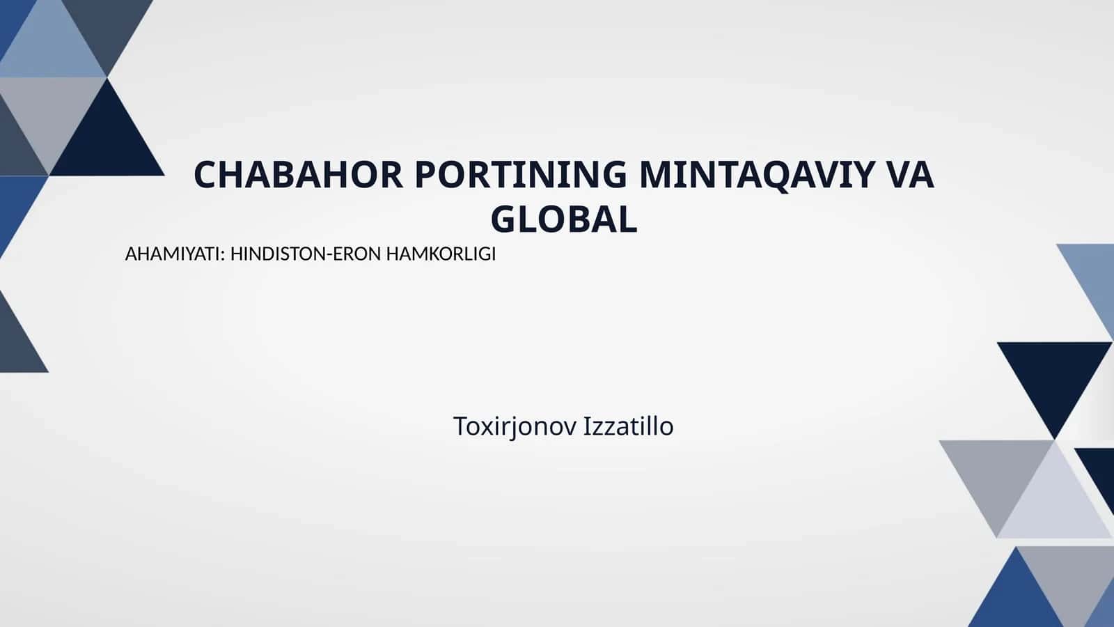CHABAHOR PORTINING MINTAQAVIY VA GLOBAL 1