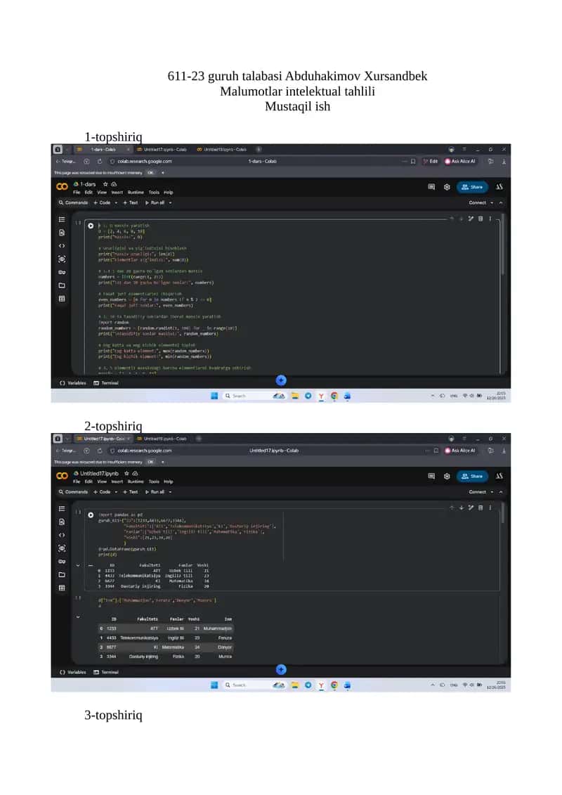 Malumotlar intelektual tahlili 1