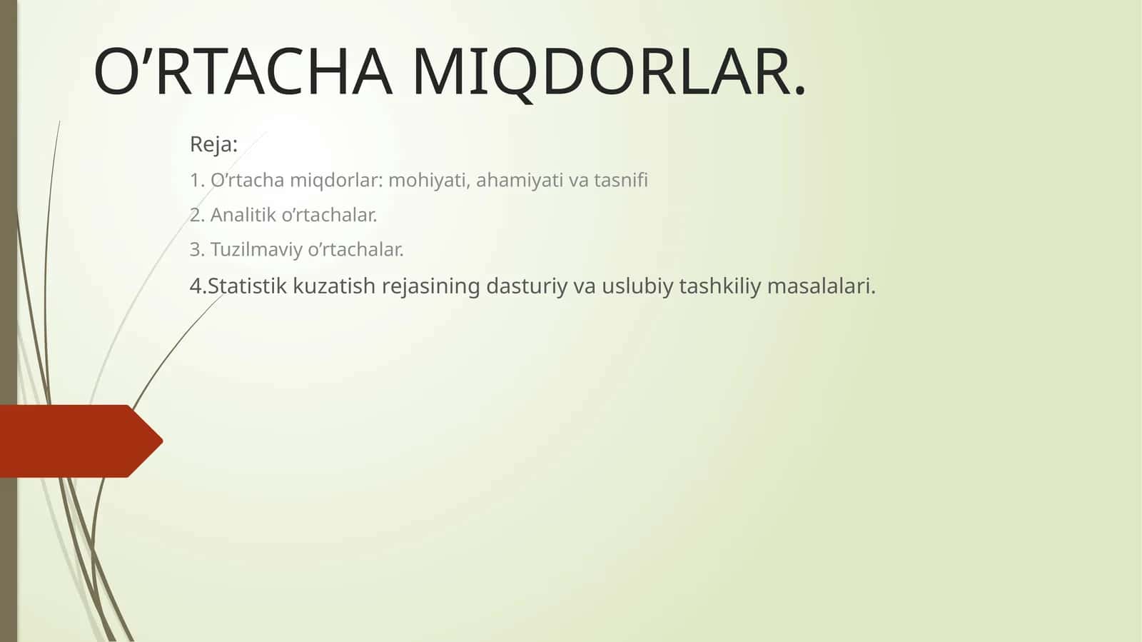 O’rtacha miqdorlar 1