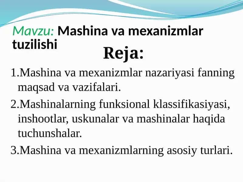 Mashina va mexanizmlar tuzilishi 1