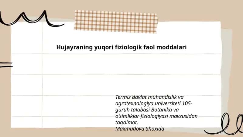 Hujayraning yuqori fiziologik faol moddalari 1