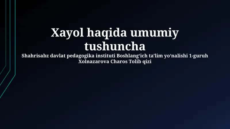 Tasavvur: Ta'rif, Xususiyatlar va Turlari 1