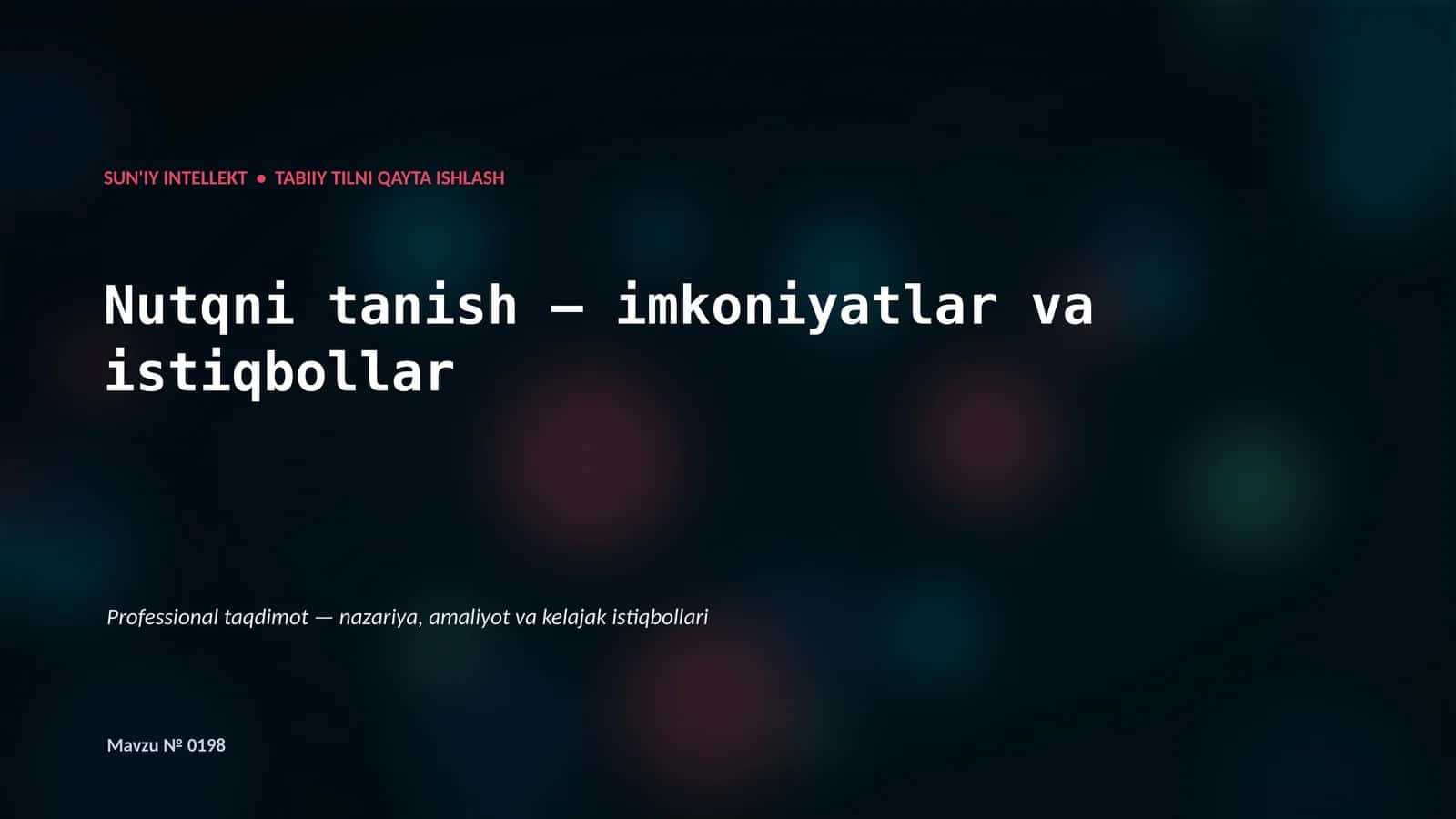 Tabiiy tilni qayta ishlash 1