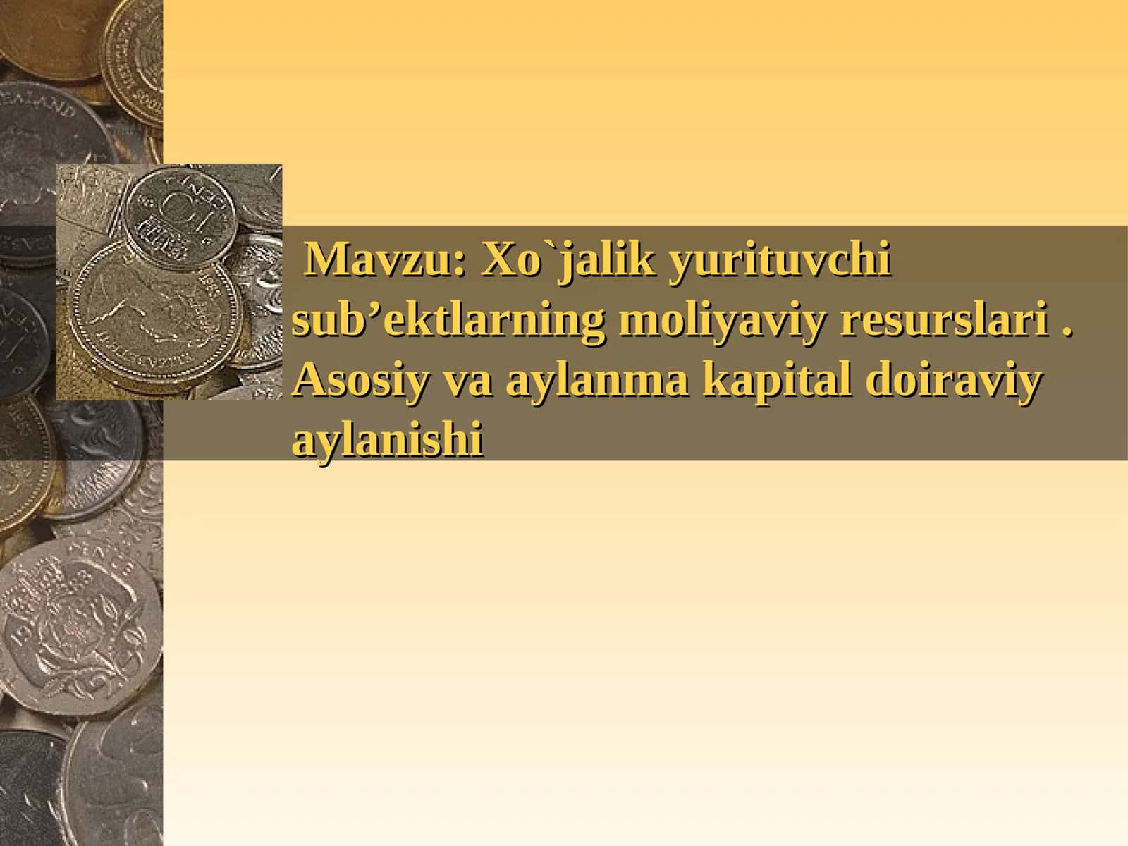 Xo`jalik yurituvchi sub’ektlarning moliyaviy resurslari, Asosiy va aylanma kapital doiraviy aylanishi 1