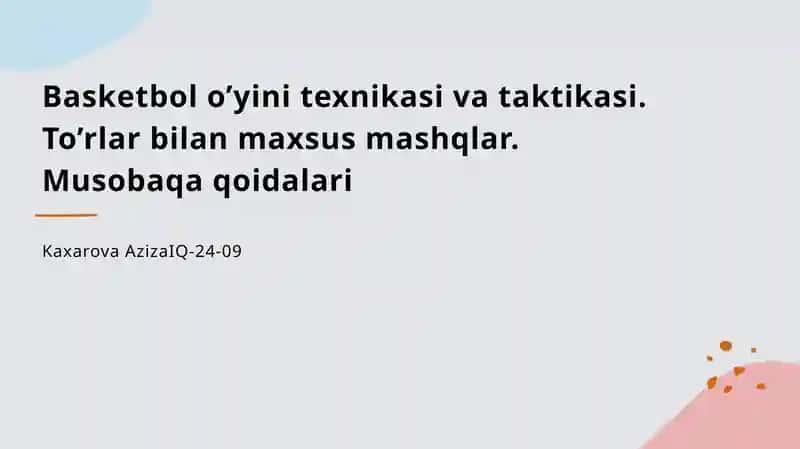 Basketbol texnikasi va taktikasi