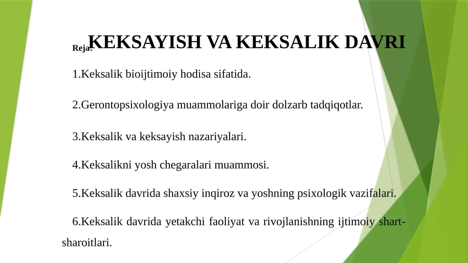 KEKSAYISH VA KEKSALIKDAVRI 1