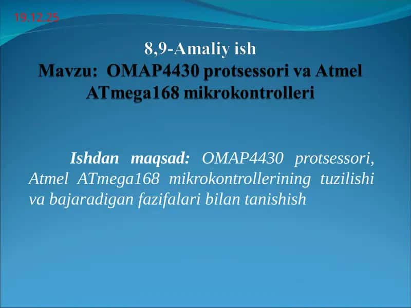OMAP4430 protsessori va Atmel ATmega168 mikrokontrolleri 1