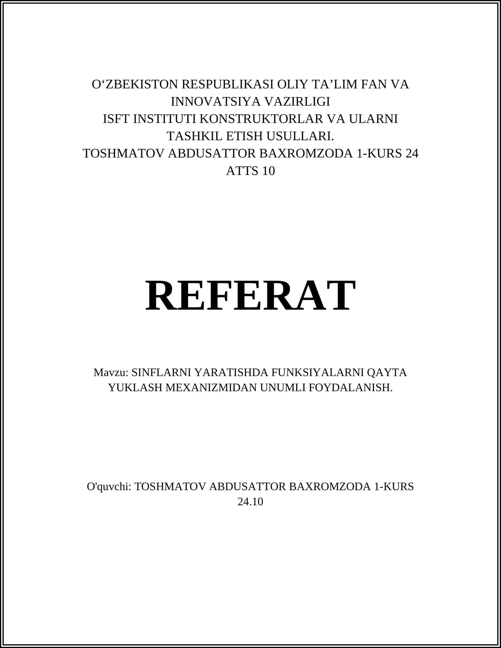 ISFT INSTITUTI KONSTRUKTORLAR VA ULARNI TASHKIL ETISH USULLARI 1