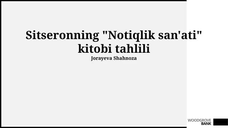Notiqlik san'ati kitobi tahlili 1