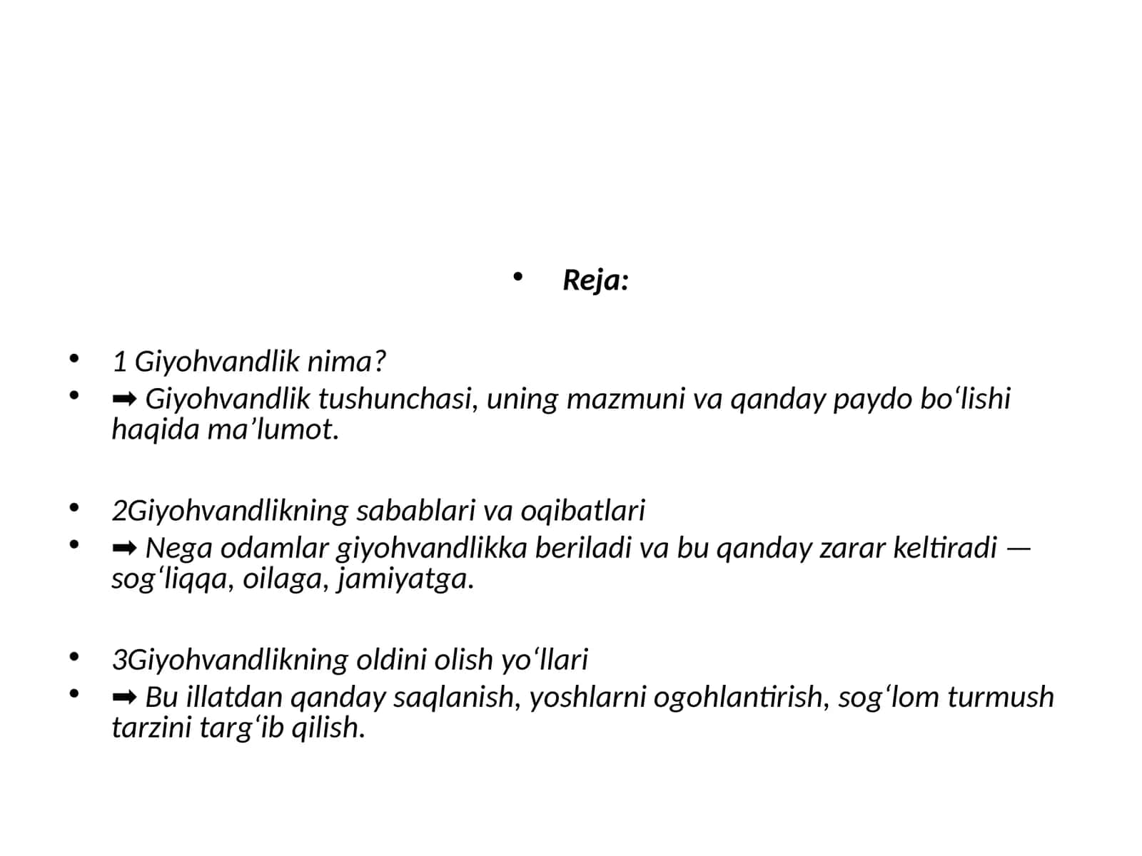 Giyohvandlik nima? 1