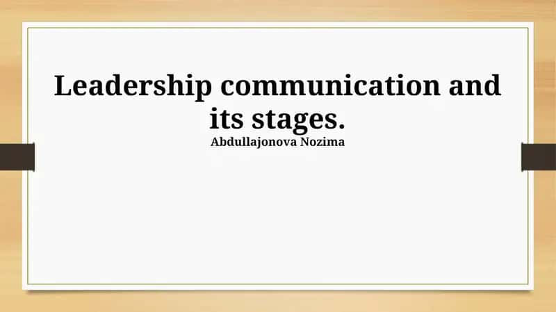 Leadership communication and its stages. 1