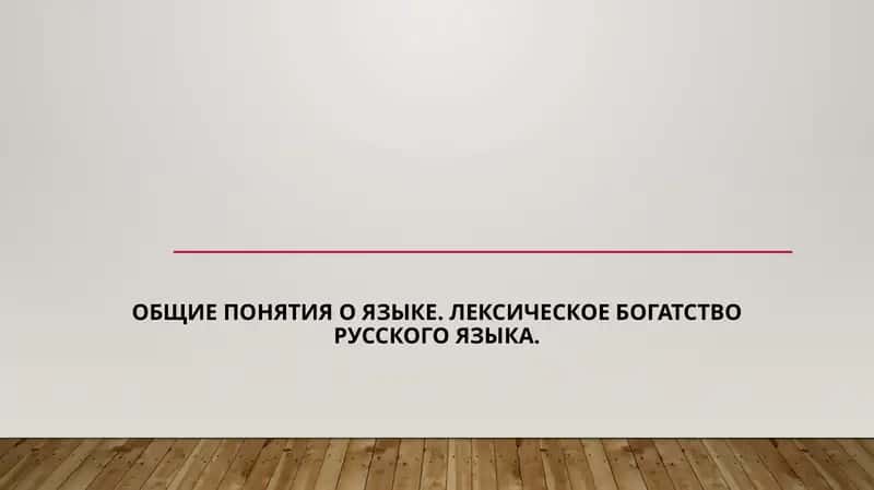 Общие понятия о языке. Лексическое богатство русского языка. 1