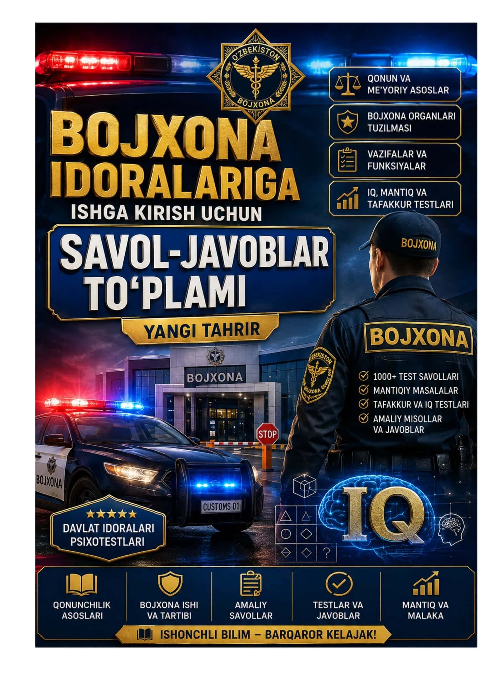 BOJXONAGA ISHGA KIRISH UCHUN PSIXOLOGIK TEST SAVOL VA JAVOBLARI BILAN 1