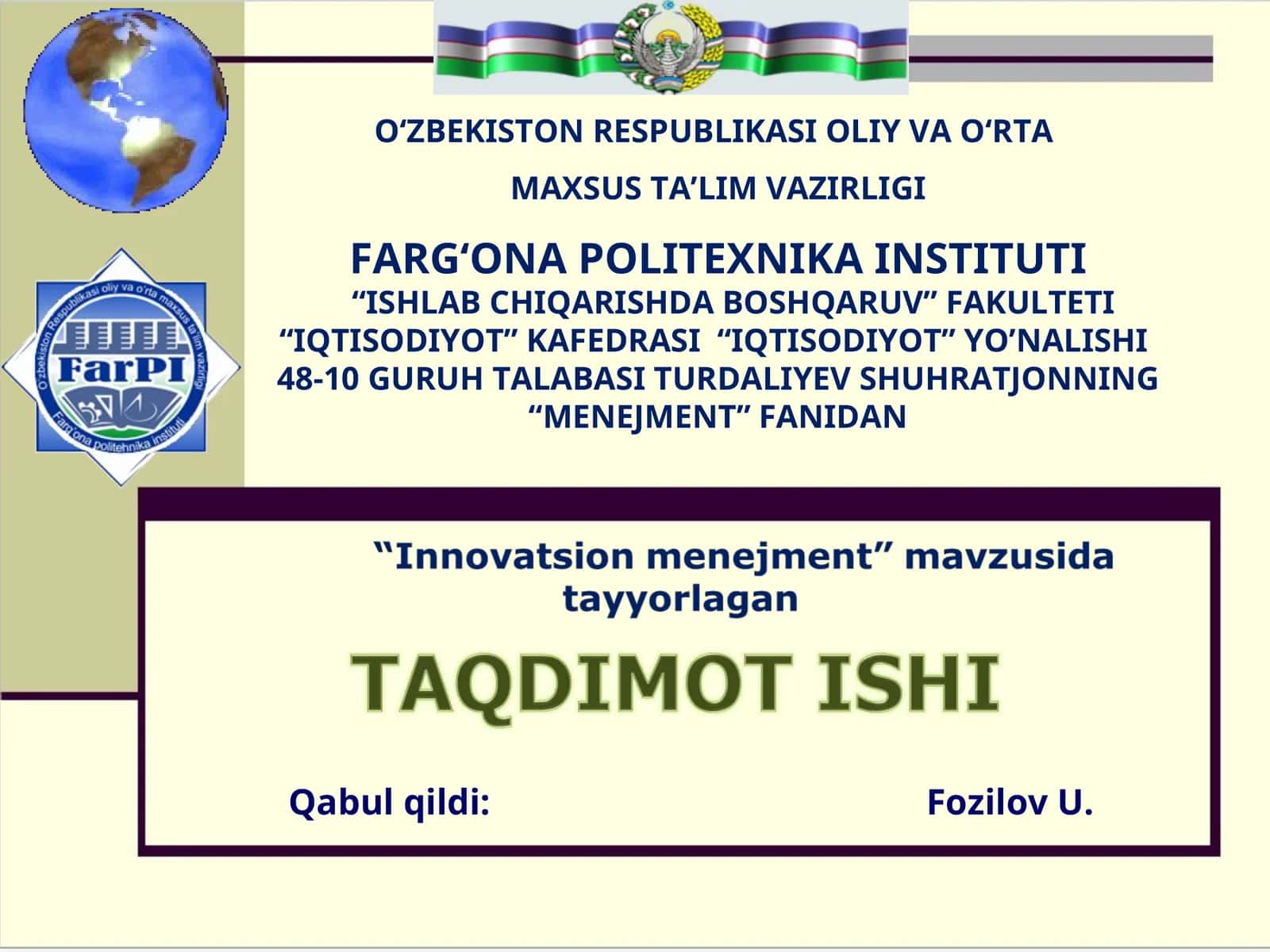 Innovatsion menejmentning maqsad va vazifalari 1