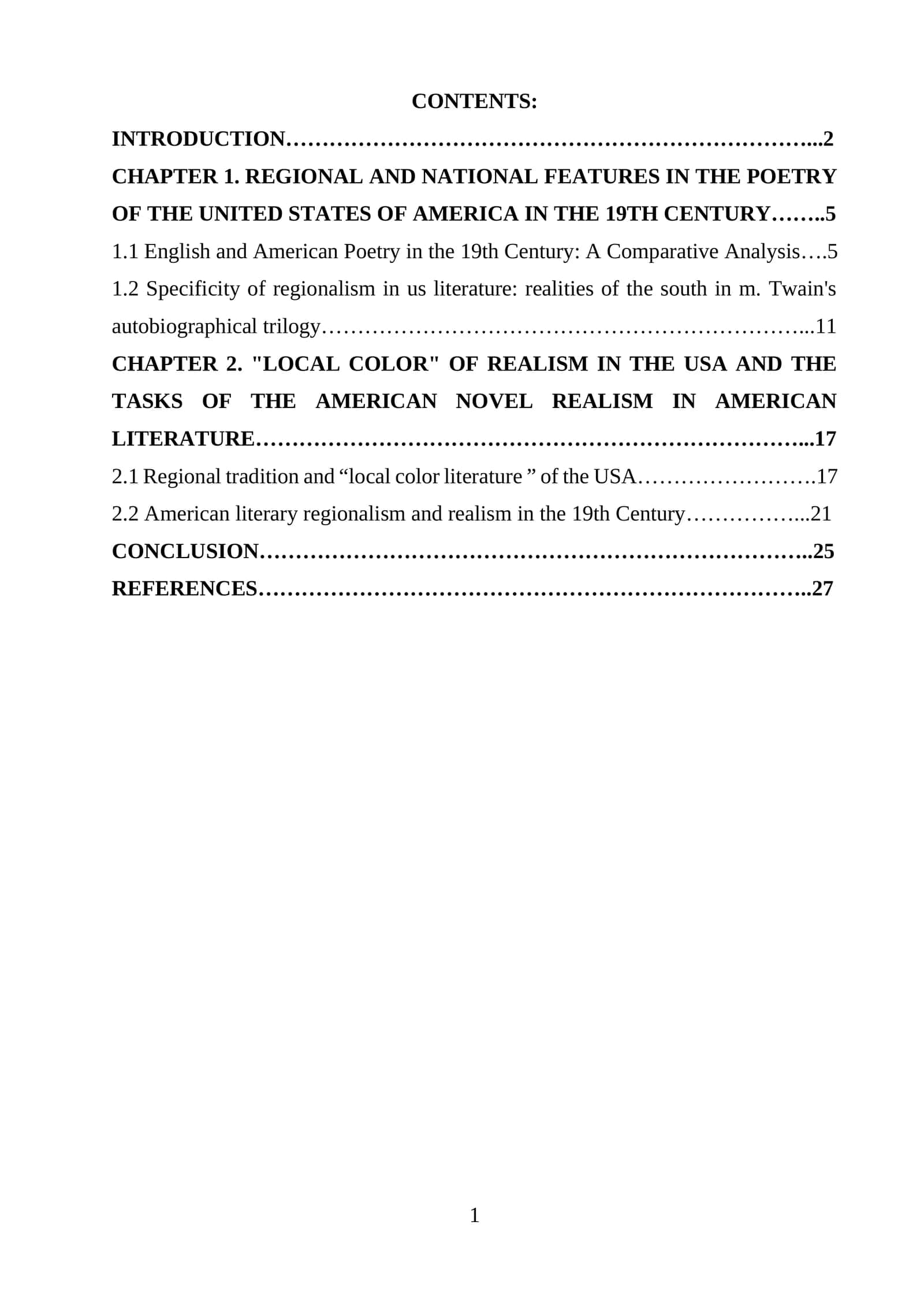 REGIONAL AND NATIONAL FEATURES IN THE POETRY OF THE UNITED STATES OF AMERICA IN THE 19TH CENTURY 1