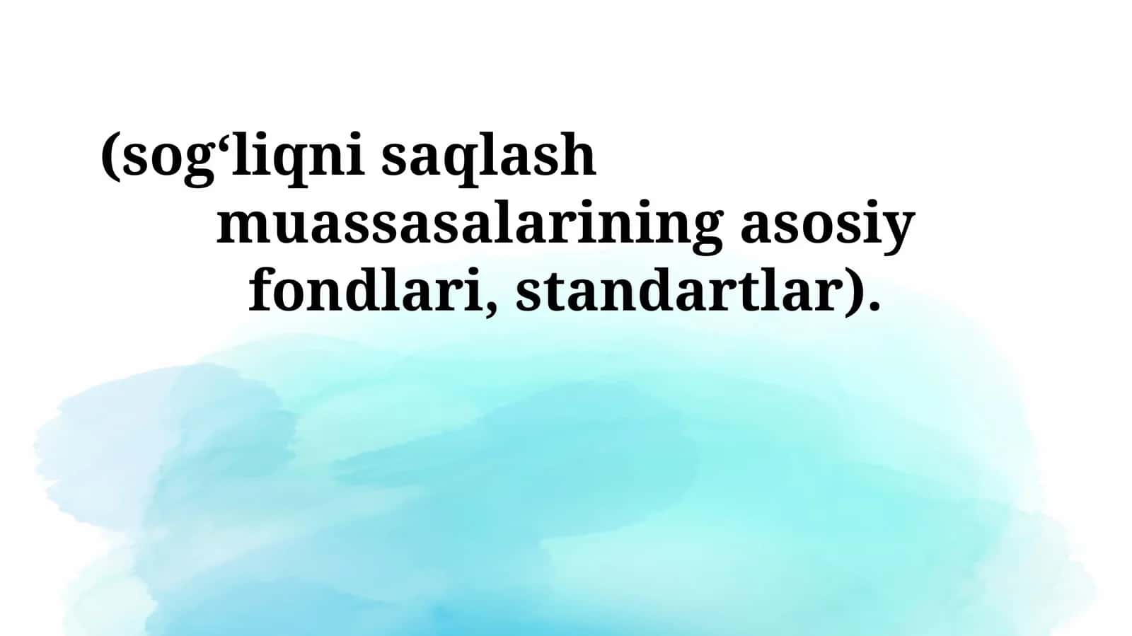 Sog‘liqni saqlash muassasalarining moliyalashtirish standartlari 1
