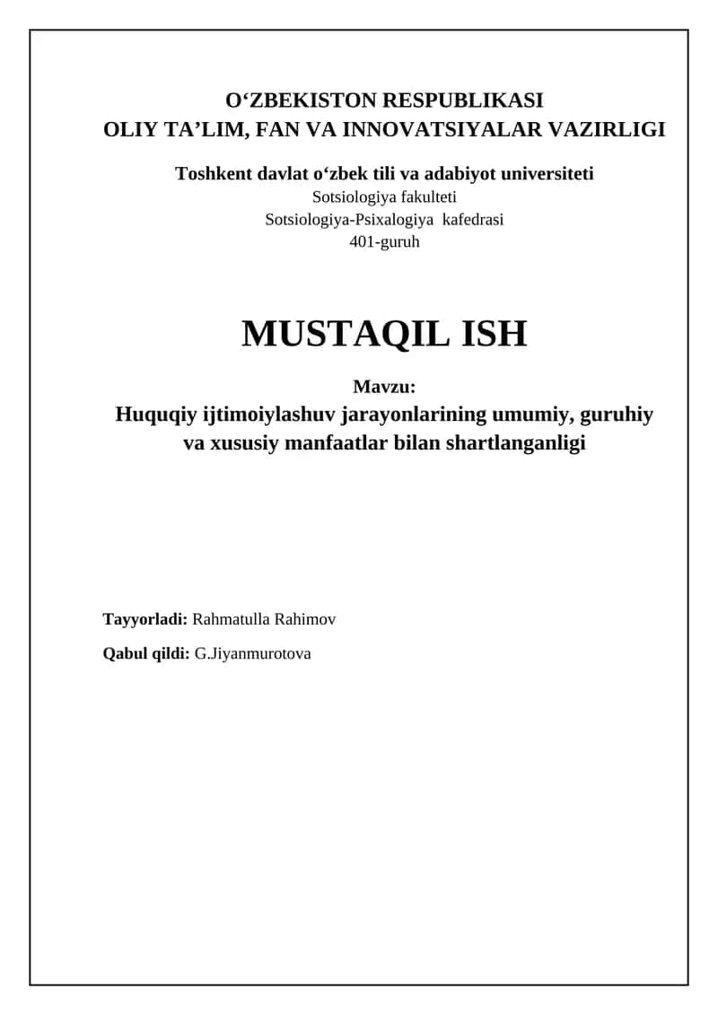 Huquqiy sotsializatsiya 1