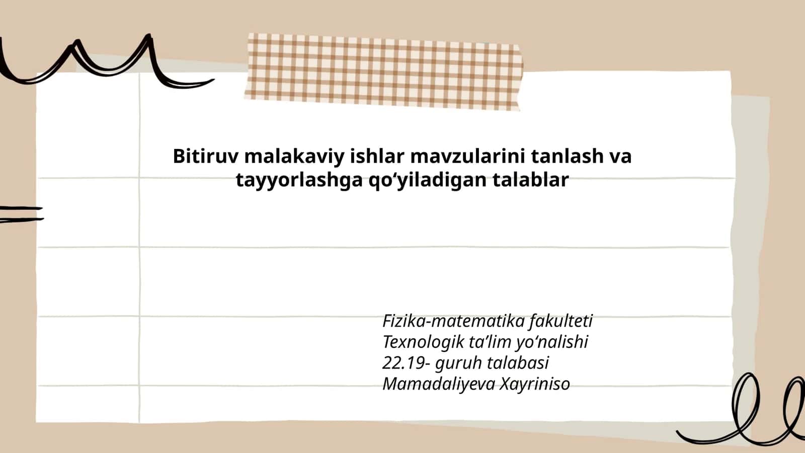 Bitiruv malakaviy ishlar mavzularini tanlash va tayyorlashga qoʻyiladigan talablar 1