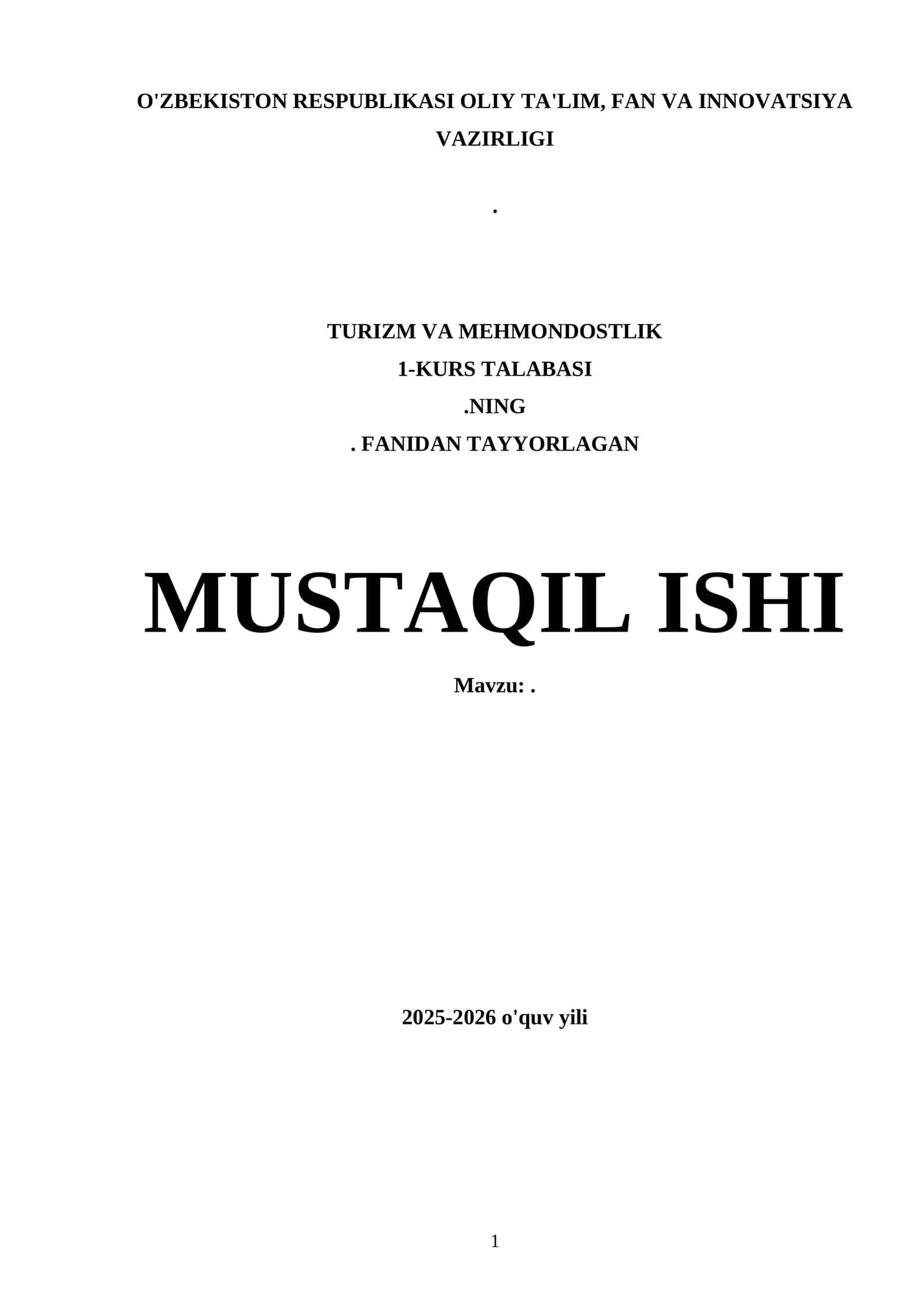 1-KURS TALABASI.NING. FANIDAN TAYYORLAGAN MUSTAQIL ISHI 1
