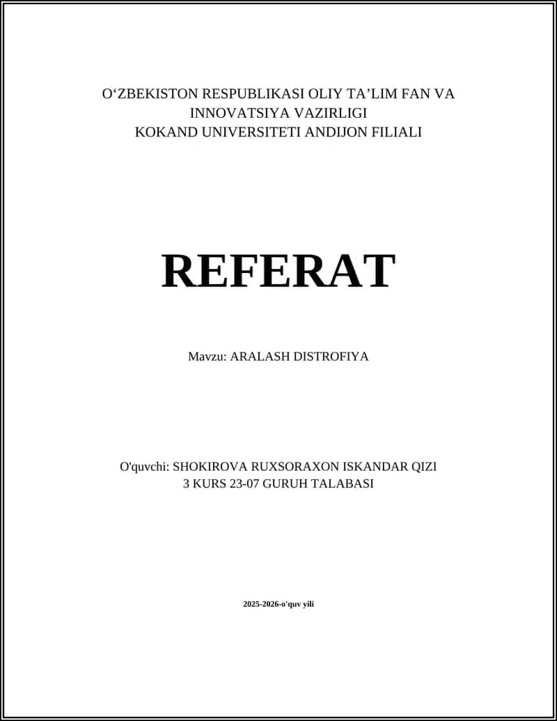 Aralash Distrofiya Referat 1