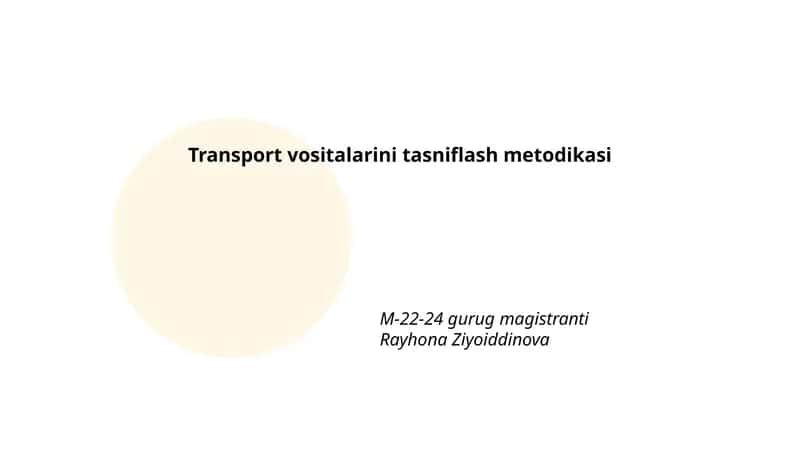Transport vositalarini tasniflash metodikasi 1