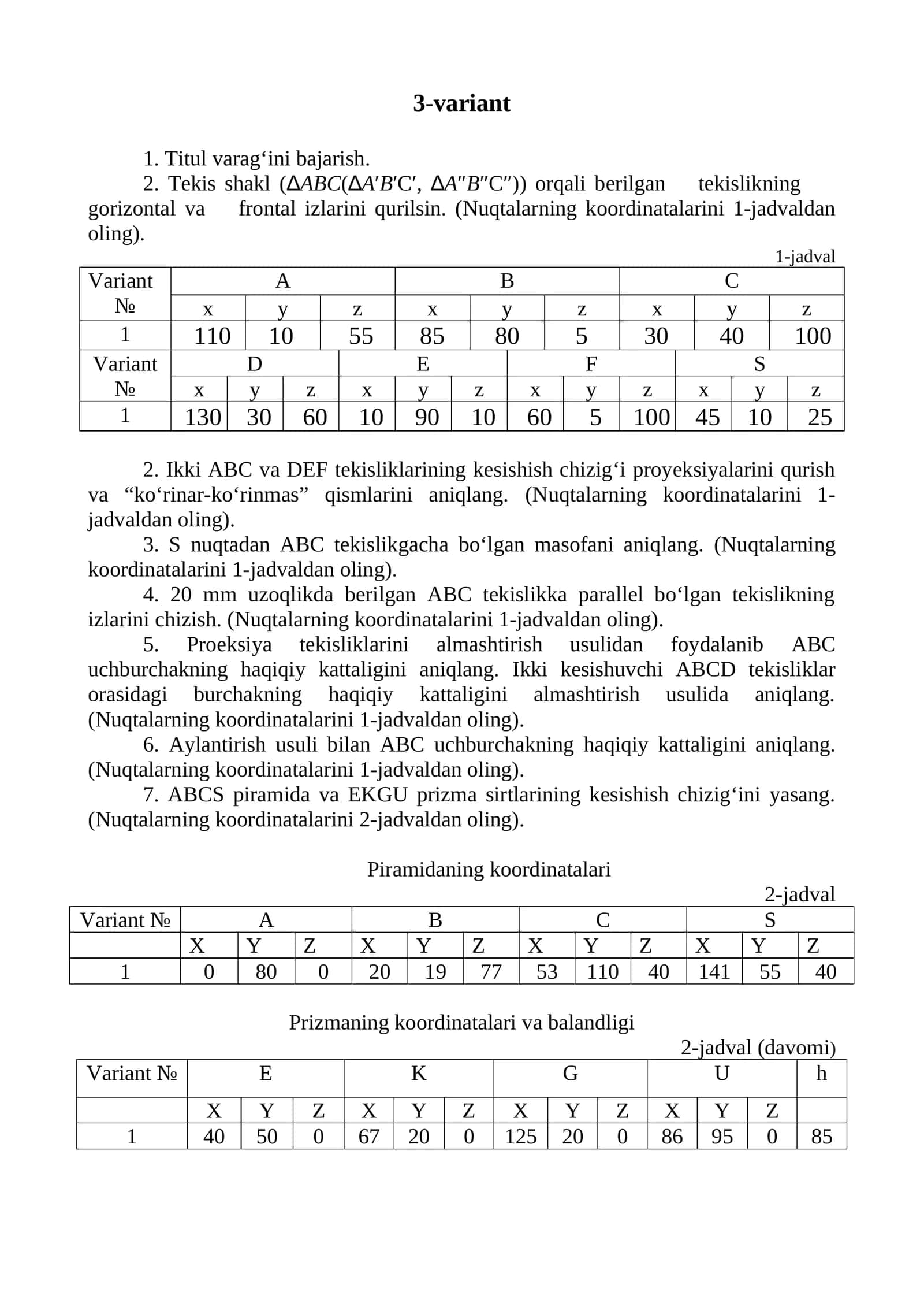 Titul varag‘ini bajarish 1