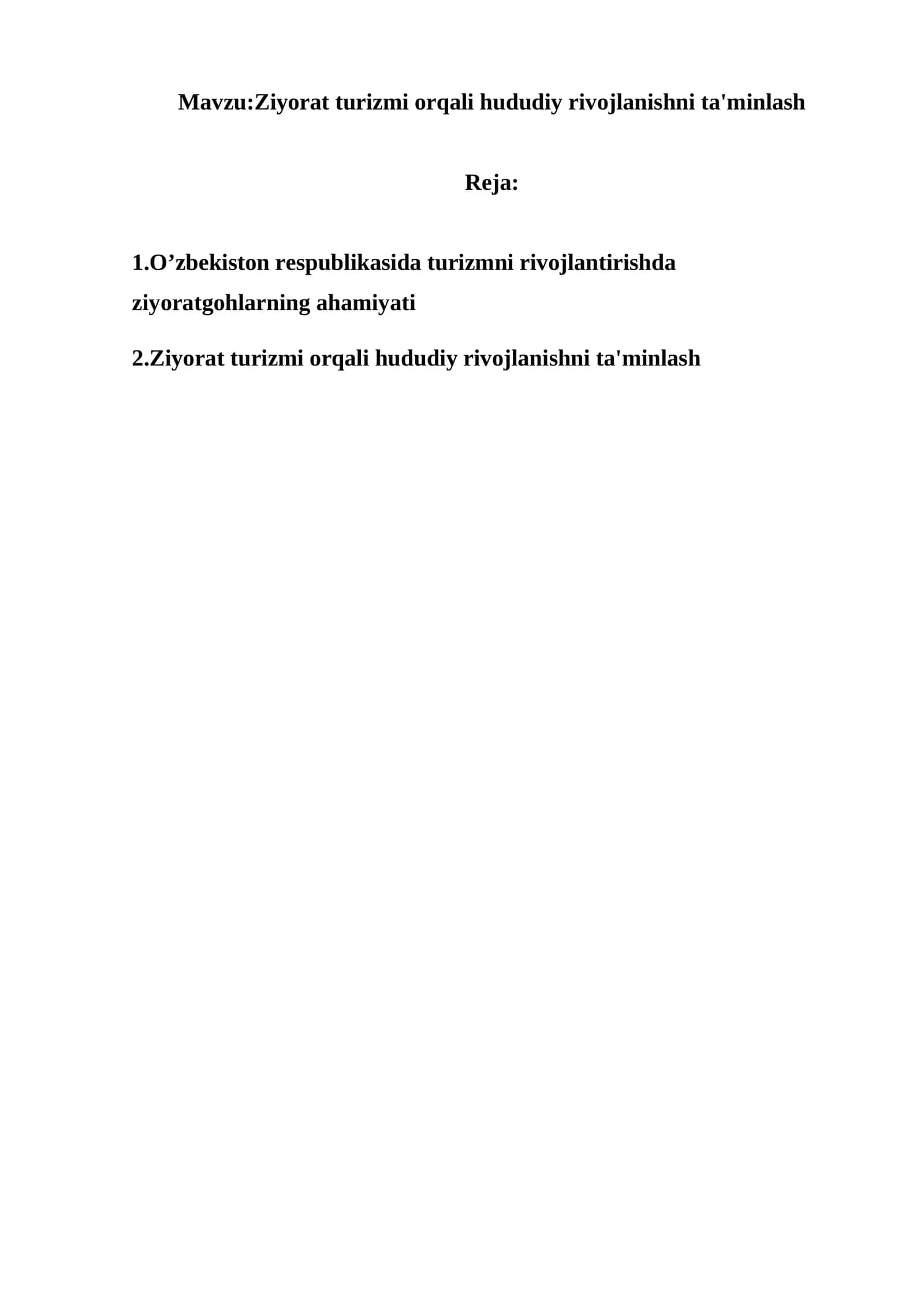 Ziyorat turizmi orqali hududiy rivojlanishni ta'minlash 1