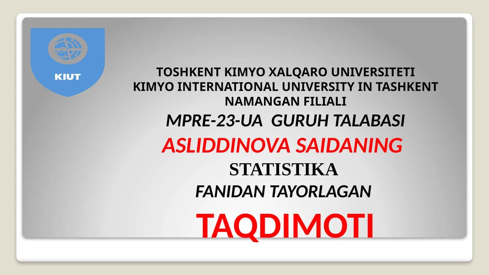 “STATISTIKA FANINING PREDMETI VA USLUBI” 1