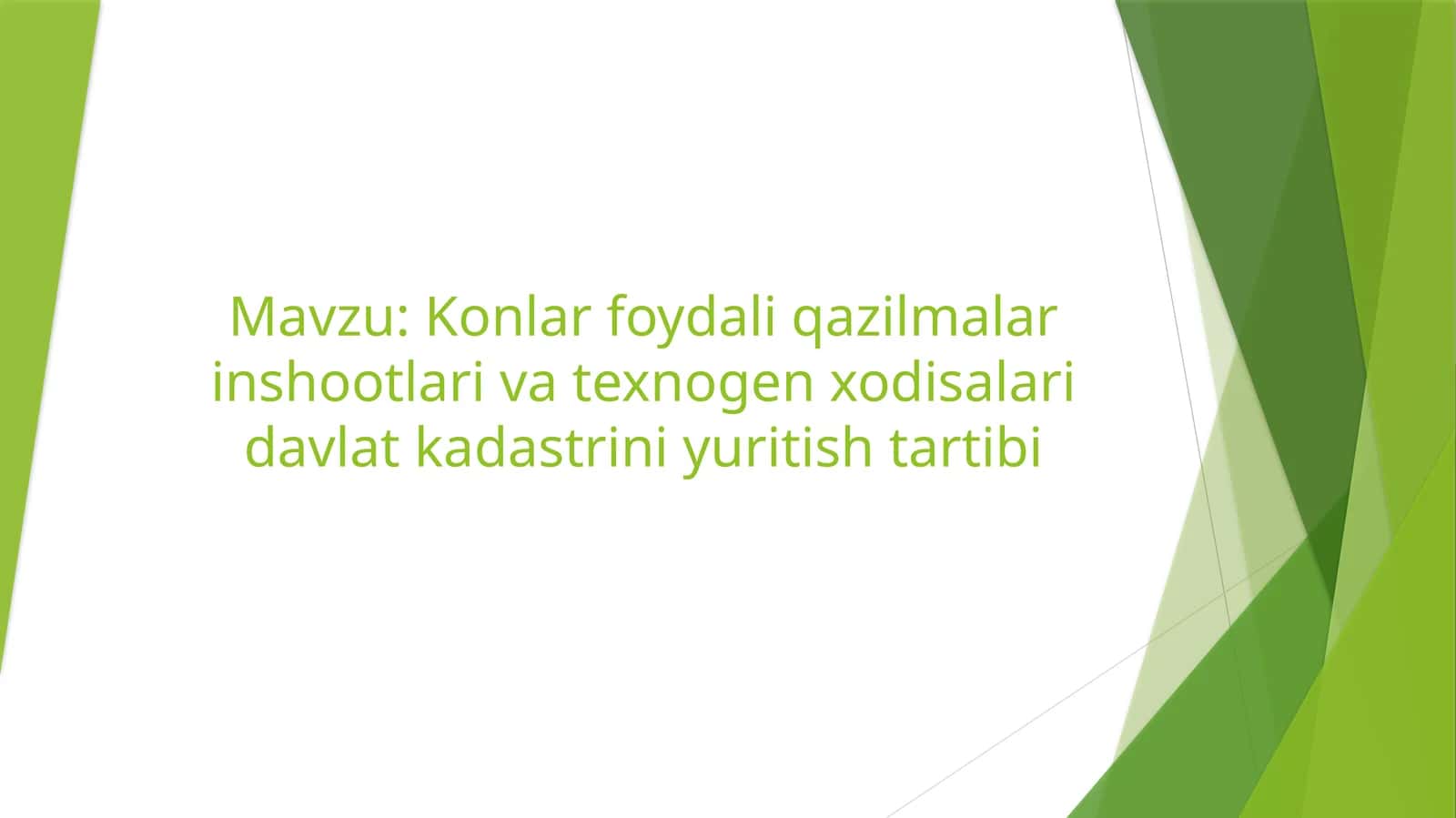 Konlar foydali qazilmalar inshootlari va texnogen xodisalari davlat kadastrini yuritish tartibi 1