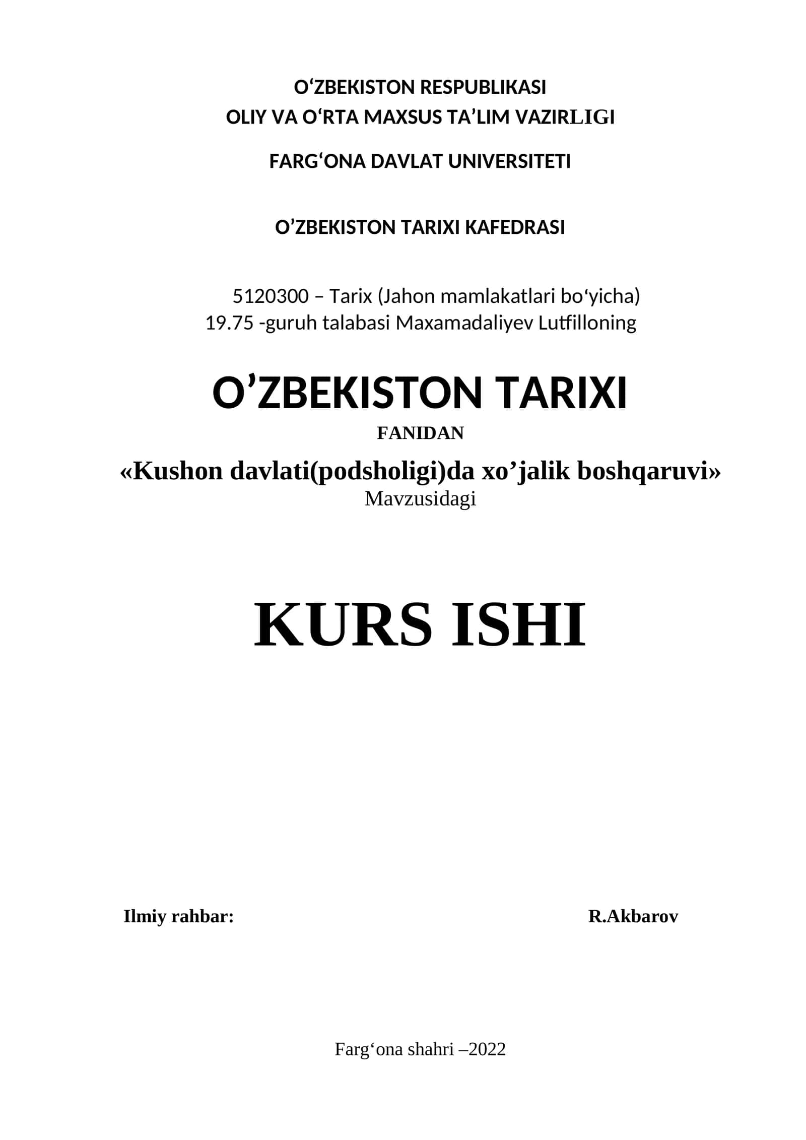 Kushon davlati(podsholigi)da xo’jalik boshqaruvi 1