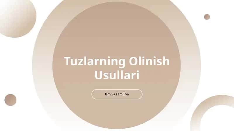 Tuzlarning olishini taqdimot 1