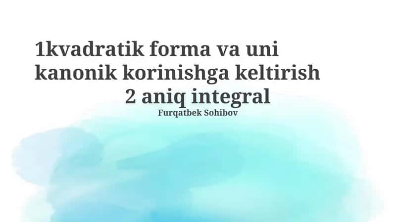Aniq integral 1