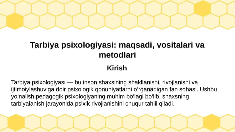 Tarbiya psixologiyasi maqsadi, vositalari va metodlari 1