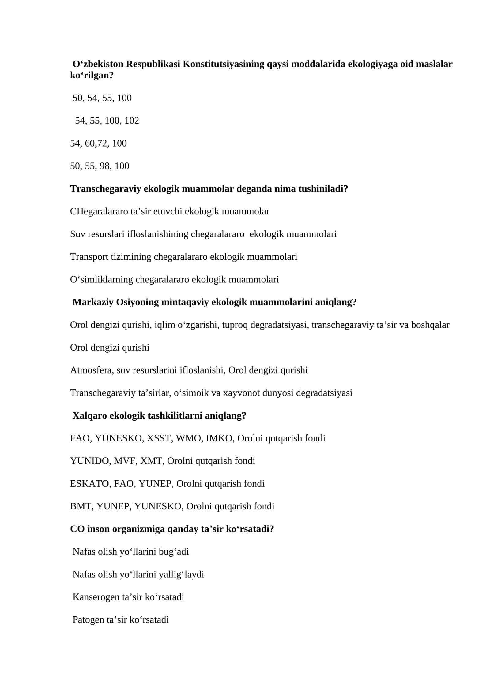 Ekologik muammolar va ularning echonlekleri 1