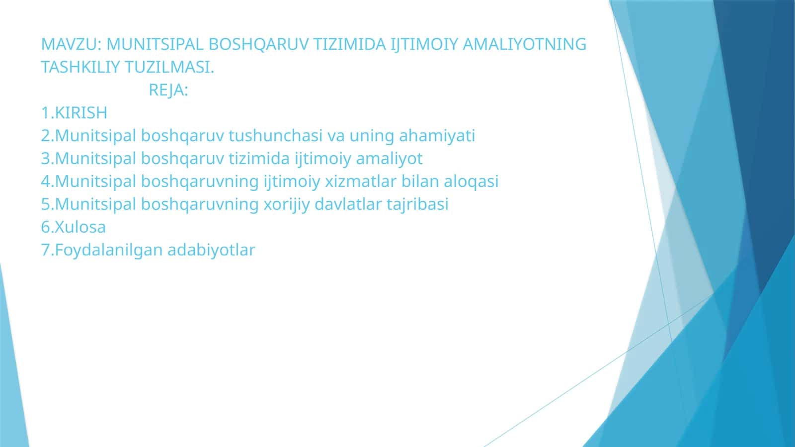 MUNITSIPAL BOSHQARUV TIZIMIDA IJTIMOIY AMALIYOTNING TASHKILIY TUZILMASI. 1