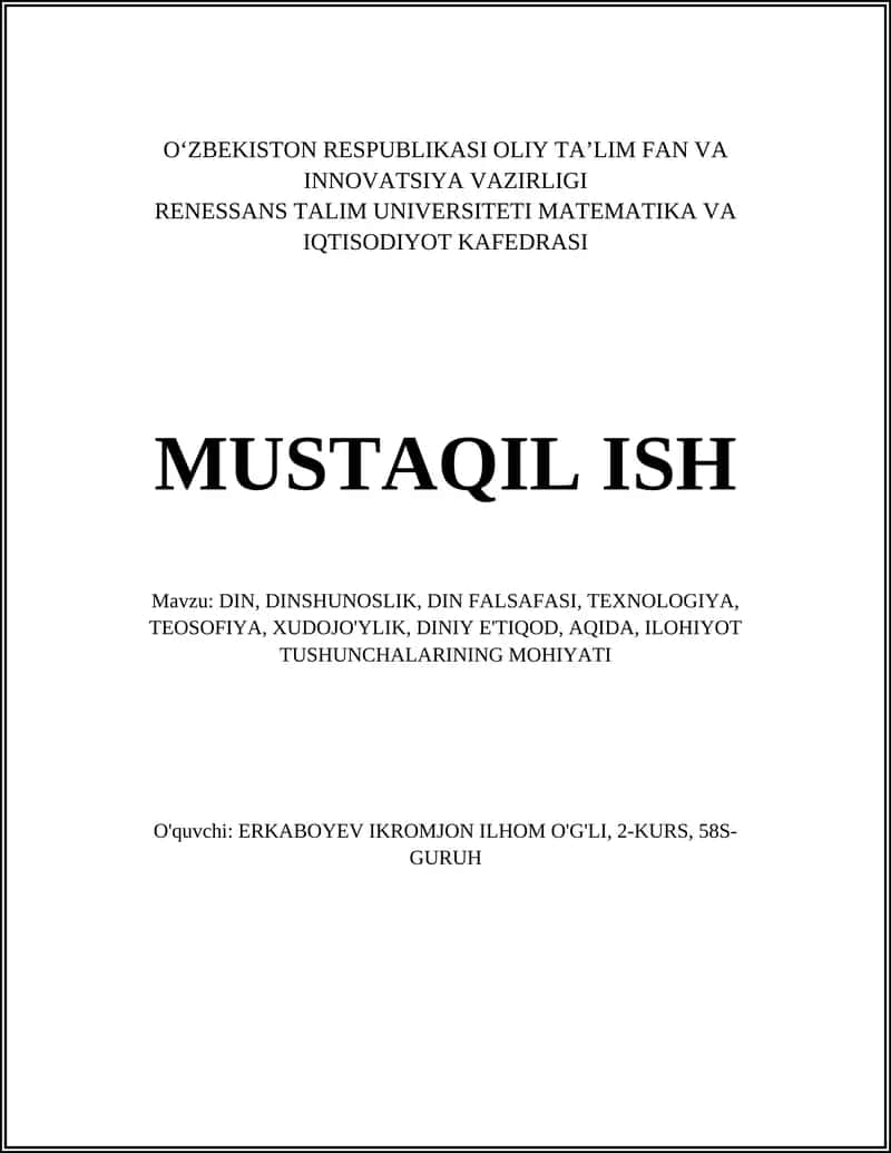 DINNING ASOSIY TUSHUNCHALARI 1