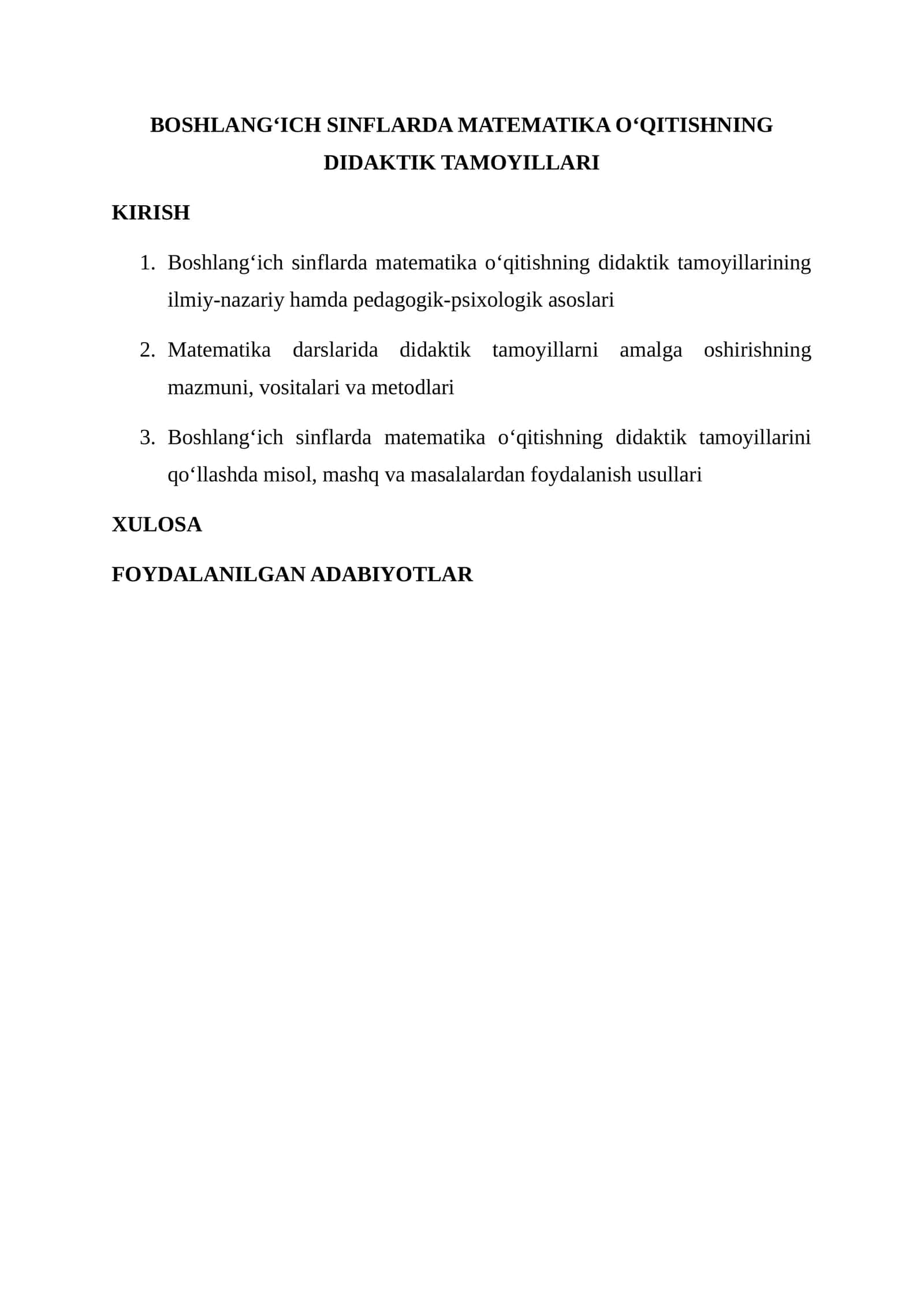 BOSHLANG‘ICH SINFLARDA MATEMATIKA O‘QITISHNING DIDAKTIK TAMOYILLARI 1