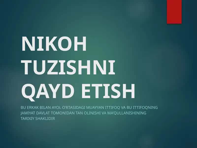 NIKOH TUZISHNI QAYD ETISH 1