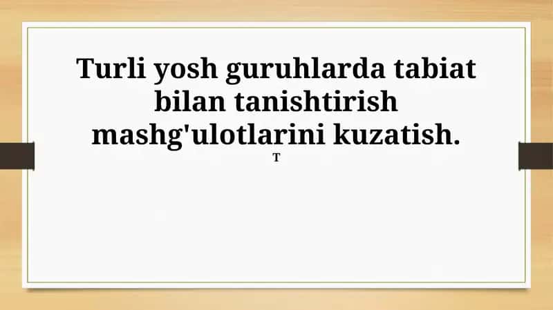 Tabiat bilan tanishtirish mashg'ulotlari 1