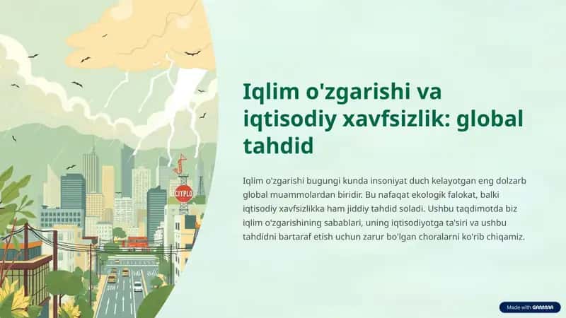 Iqlim o'zgarishi va iqtisodiy xavfsizlik: global tahdid 1