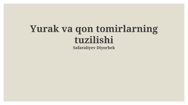 Yurak va qon tomirlarning tuzilishi 1